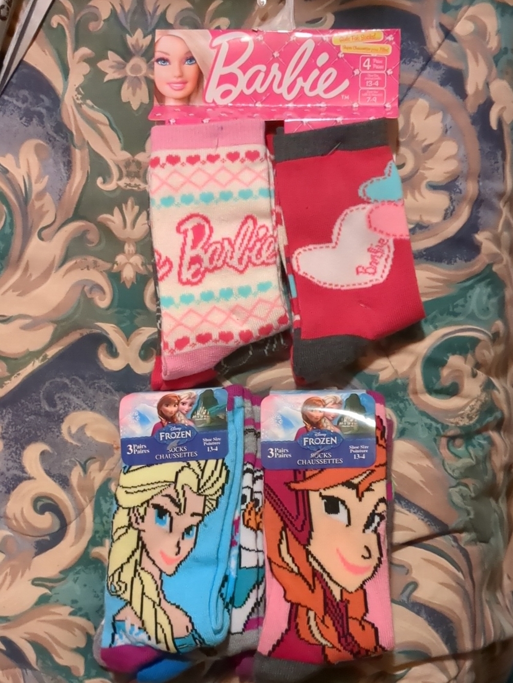 Barbie 4-Pack, Disney's Frozen 3-Pack (X2) - Socks